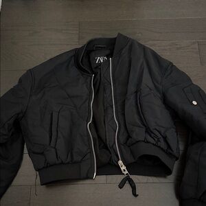 Zara Women's Black Bomber Jacket